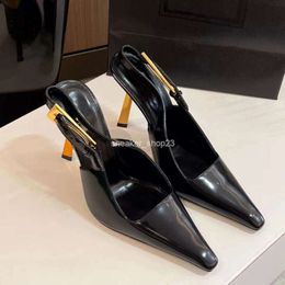 Single Shoe High Designer Lourent Lady Heel Pump Saiint 2024 New Black Pointed Sexy Women's Elegant Sister Style Lacquer Leather Shoes French Sandals 3AGN