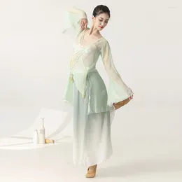 Stage Wear Classical Dance Gauze Clothes Female Fairy Elegant Exercise Clothing Chinese Folk Performance Long Suit