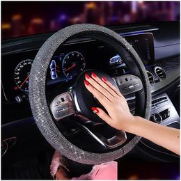 Steering Wheel Covers Luxury Crystal Purple Red Car Ers Diamante Rhinestone Ered Steering-Wheel Accessories For Women Drop Delivery Au Dhn4S