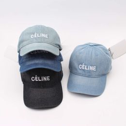 Baseball Cap Women's Denim Letter Cel Embroidered Duckbill Cap Trendy Brand Protection Versatile Curved Brim Sun Hat