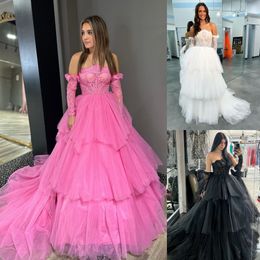 Layered Tulle Prom Dress Sheer Lace Corset Detachable Sleeve Ballgown Quinceanera Pageant Formal Evening Event Special Occasion Gala Red Carpet Runway Gown Quince