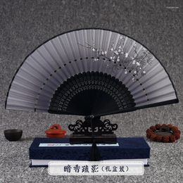 Decorative Figurines Chinese Style Women's Folding Fan Wedding Hand Gift Box Home Daily Use Summer Outdoor Cool Portable Craft