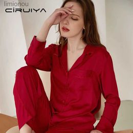 Women's Sleep Lounge CIRUIYA Sexy Women S Lace Silk Satin Pyjamas Sets With Pants Summer Two Piece Set Ladies Long Sleepwear Suits Home Clothes 2022L240122