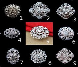 Jewellery Sparkly Silver Plated Clear Rhinestone Crystal Flower Diamante Brooch Bouquet Party Pins1755920