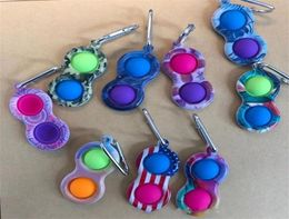 Toy Key Chain Keychain Finger Toys Push Bubble Board Game Sensory simple Stress Reliever Coloured print H31PUXD1735136