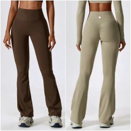 ll8232 Womens lu Pants Yoga Outfits Flared Trousers Elastic High Waist Excerise Sport Gym Fit Belly Bell-Bottoms Slim Long Pant Fast Dry