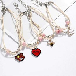 Charm Bracelets Creative Multi-layer Cartoon String Bracelet Jewelry For Women Simple Love Animal Couple Friend Gift