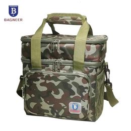 BAGNEER Picnic Cooler Bags Thermal Lunch Bag Food Insulated Case Portable Waterproof Office Lunchbag Shoulder Strap Cooling Box 240118