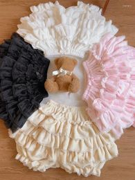 Skirts Pink Japanese Kawaii Lolita Skirt Women Bow Wool Warm Sweet Mini Cake Female Korea Princess Cute Party Shorts 2024