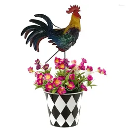 Garden Decorations Rooster Decor For Yard Rustic Metal Chicken Art With Stakes Standing Outdoor Statues Pathway Backyard