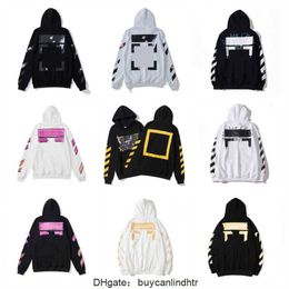 Offs Style Hoodie Black and White Designer Mens Fashion Hoodies Finger Print Ow Brand Hooded Sweatshirt Oversize Womens Designers Whitees I099
