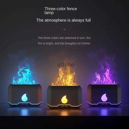 Humidifiers 2024 New Flame Air Humidifier USB Ultrasonic Cool Mist Essential Oil Aroma Diffuser With Colorful Light Simulate Fire Humidifier YQ240122