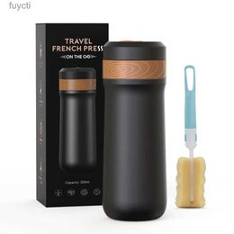 Coffee Makers Portable Coffee Maker Stainless Steel Insulated Coffee Press Car Travel French Press Tea Maker Coffee Pot Outdoor Coffee Mug Cup YQ240122