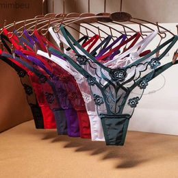 Sexy Set Panties For Women Flower Pattern Female Lingerie Sexy Mesh Transparent G-strings Seamless Ladies Women's Panties For Sex ThongL240122