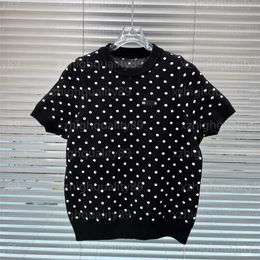 Designer t Shirt Women Sweater Knit Tshirt Short Sleeved Polka Dot Jacquard Round Neck Loose Pullover Fashion Knitted Top Woman Clothes Spring Summer Womens T-shirt