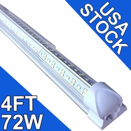 4Ft LED Shop Light Fixture - 72W T8 Integrated LED Tube Light - 6500K 7200LM V-Shape Linkable - Highs Output - Clear Cover - Plug and Play - 270 Degree Garage, Shop usastock