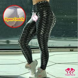 Capris Woman Sexy Open Crotch Pants Leggings Creative Fitness Trousers Cyber Punk Style Hidden Zippers Crtochless Outdoor Sex Panties