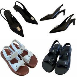 Sandals top leather designer shoes brand letter beach shoes summer luxury slippers flat heel slides solid colour platform shoes hoop&loop open toe shoe outdoor black