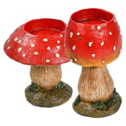 Candle Holders 2 Pcs Decor Mushroom Holder Candlestick Craft Jar Tealight Tabletop Decorative Party