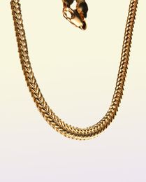 GNIMEGIL 6mm Fashion Bone Chain Long Gold Filled Curb Cuban Link Chain Necklace For Men Vintage Christmas Gifts Jewelry9904259