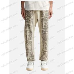 Men's Pants High street Saint Michael Graffiti Sweatpants Washed Elastic waist oversized vintage Oversize Destroy Jogger Drawstring Pants T240122