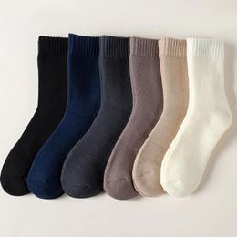 Women Socks Winter Women'S Thick Warm Solid Colour Wool Harajuku Retro Cold Resistant Fashion Casual Cashmere 1pair Minimalist Outdoor