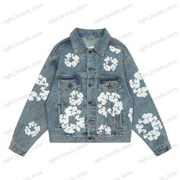 Men's Jackets High Street Full Kapok Print Denim Jacket for Men Chaquetas Hombre Baggy Y2k Jeans Coat Unisex Casual Outwear Clothes Oversized T240122