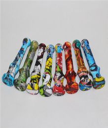 Colorful Smoking Silicone Pipe Kit With 14mm Titanium Tip Nail Silicon Caps Oil Rigs Concentrate Silicones Pipes Dab Straw9720861