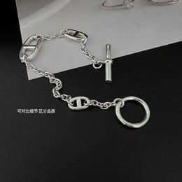 Designer H Home Bracelet South Korea S925 Pig Nose Pure Silver Thick Ornament Male and Female Couple Small Popular