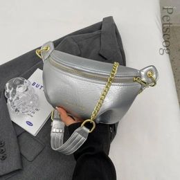 Waist Bags 2024 Fashion Trend Women's Designer Chain Strap Solid Colour Luxury Crossbody Bag Lady Casual Shoulder