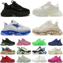 Designer 17FW Triple S Men Women Casual Shoes sneakers platform Tan clear sole black white grey red pink blue Royal Neon Green mens trainers sports sneaker