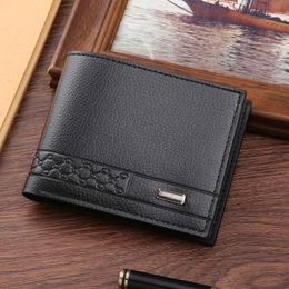 5pcs Wallets Men PU Wire Compression Large Capacity Multifunctional Business Short Credit Card Holder Mix Colour