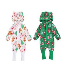 Christmas Clothes Baby Rompers Kids Boy Girl Long Sleeves Cartoon Printed Hooded Jumpsuit One Piece Costume Gift 018 Months1696810