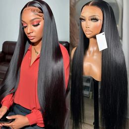 Glueless Remy Lace Front Wig Brazilian Bone Straight Human Hair Wig HD Transparent 13X4 Lace Frontal Wig for Women