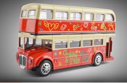 MZ Diecast Alloy London Doubledecker Bus Model Toys Tour Bus 132 with Light Sound Pullback Ornament Xmas Kid Birthday Gif2841387