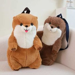 Plush Dolls Creative Giant Sea Otter Plush Backpack Toy Stuffed Soft Animal Pillow Decorative Children Backpack Shoulder Bag for Kids Gifts