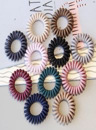 12 Colors Fabric Telephone Wire Hair Band Wrapped Cloth Design Ponytail Holder Elastic Phone Cord Line Hair Tie Hair Accessories M4732778