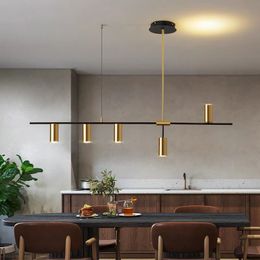 Kitchen Hanging Ceiling Lamps Simple Modern Style Long Chandelier LED Living Room Pendant Light Fixture Dining Bar Counter Lamp