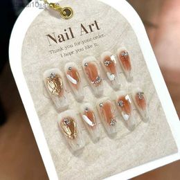 False Nails 10 Pcs Wearing False Nails High Quality Fake Nails Pure Handmade Sweetheart Complimentary Nail Enhancement Kit Q240122