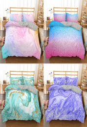 Homesky Chic Girly Marble Duvet Cover Colourful Glitter Turquoise Bedding Comforter Set Abstract Aqua Teel Blue Quilt Cover 2011275493496