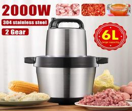 Meat Grinders 2000W 6L 2 Gear Electric Grinder Kitchen Chopper Mincer Stainless Steel Garlic Vegetable Blender Mixer Baby Food Pro9915916