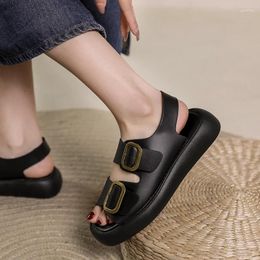 Sandals Fashion Solid Color Versatile Casual 2024 Trend Flat One-Line Buckle Ladies Elegant Simple Women's Shoes