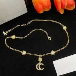 Pendant Necklaces Brass Material Designer Necklace Element Crystal Flower Shape Alphabet Classic Women's Chain. Gifts for Friends and Romantic Partners G23L