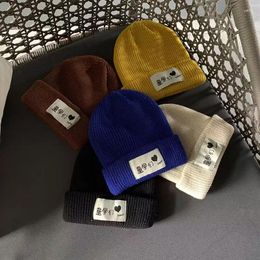 Berets Autumn And Winter Children's Woollen Hat Cool Stickers Casual Boy's Instagram Korean Style Baby Girl Knitted