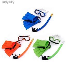 Diving Masks High Quality 3PCS Set Dry Type Snorkel Goggles Diving Glasses Swimming Fins For Children Kid Boys And Girls hot saleL240122