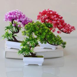 Decorative Flowers Artificial Bonsai Small Tree Pot Plant Simulation Fake Flower Potted Ornaments Plants Garden Home Office Decor
