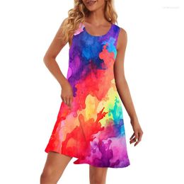 Party Dresses 2024 Summer 3D Colourful Printed Mini Dress Hawaiian Women Sexy Fashion Ladies Slim Women's Clothing