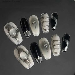 False Nails MAGO Handmade Press on Full Cover Professional Nails Metal three-dimensional hand-painted reusable finished fake nails Q240122