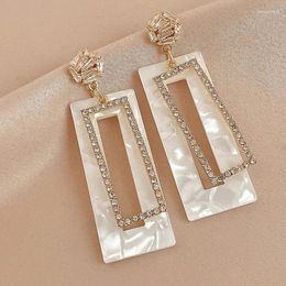 Dangle Earrings European And American Women's Exaggerated Acrylic Rhinestone-Encrusted Rectangular Geometric