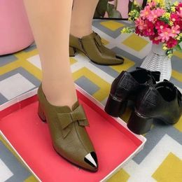 Dress Shoes Platform Heels Women 2024 Spring Autumn Women's Pumps Comfortable Chunky Heel Office High Quality Ladies Leather